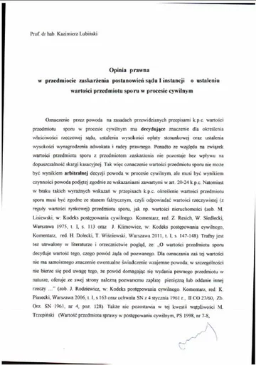 Opinia prawna prof. Lubińskiego s. 1