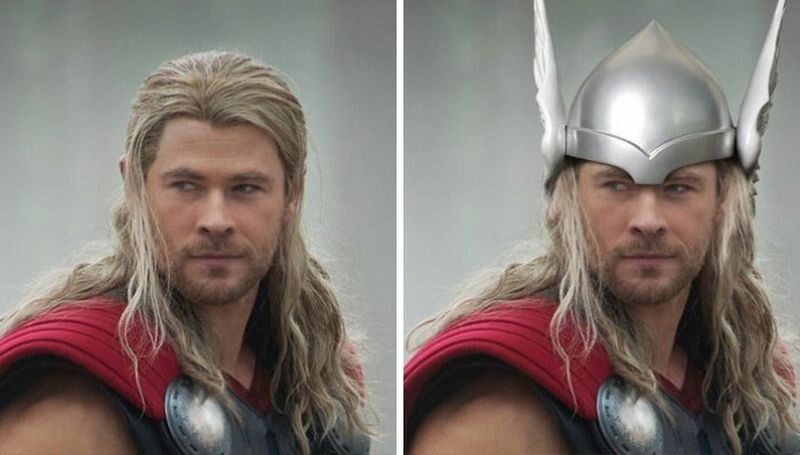 Thor (po lewej w filmie, po prawej zgodnie z komiksem) 