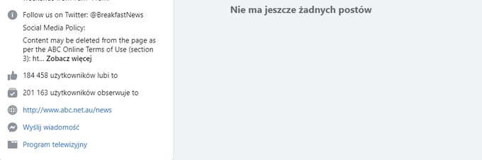 Facebook zablokował treści informacyjne z Australii