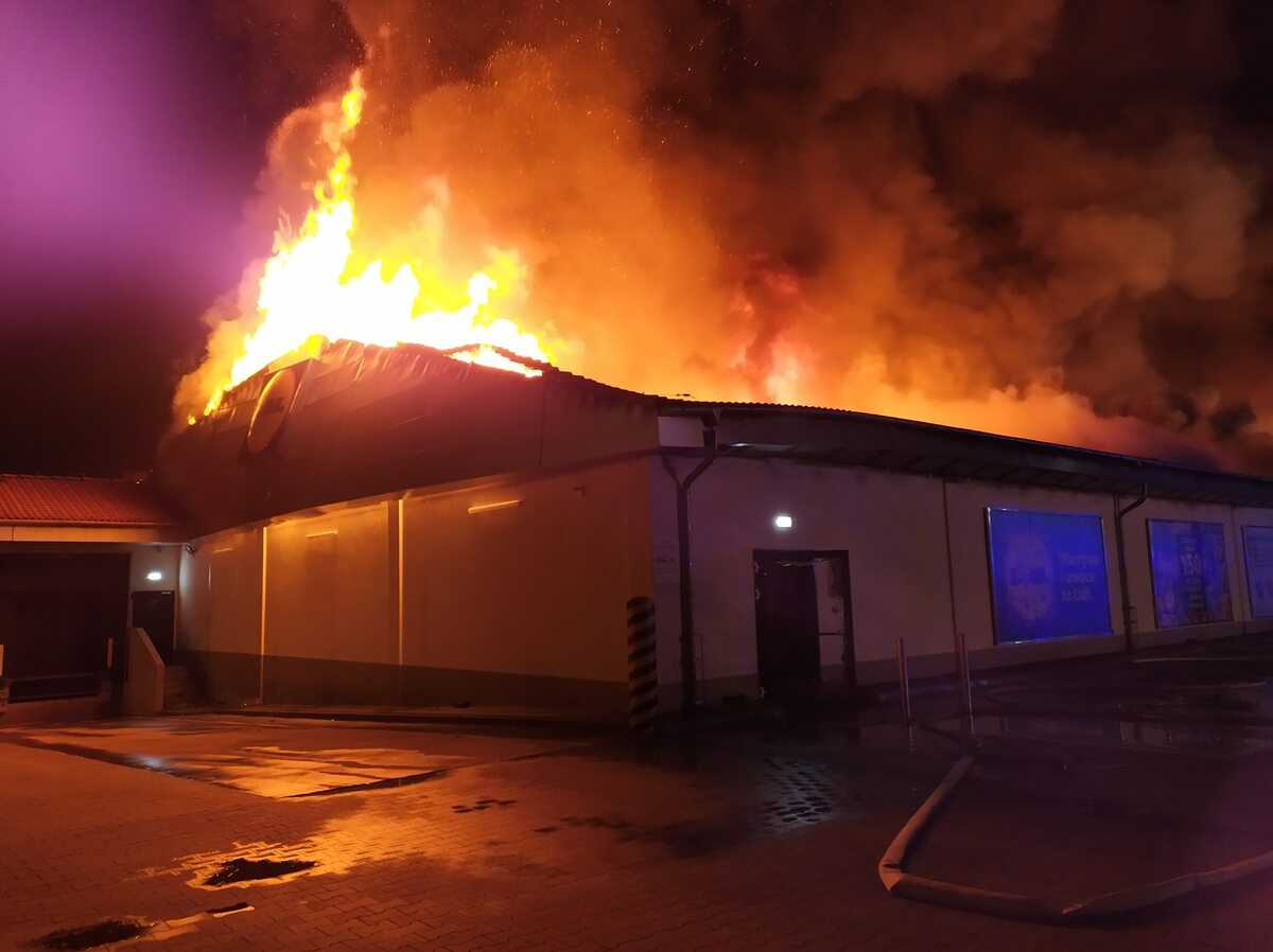 Pożar Lidla w Kielcach 