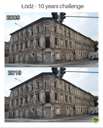 Mem zainspirowany zabawą 10 year challenge 