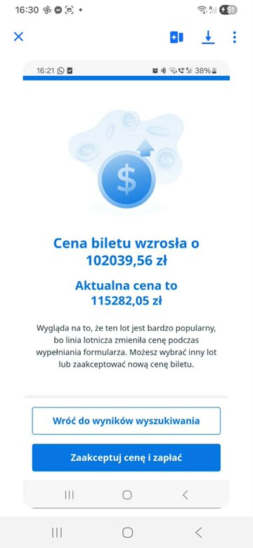 Cena bilet&oacute;w lotniczych