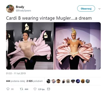 Reakcje na sukienkę Cardi B z rozdania nagród Grammy 