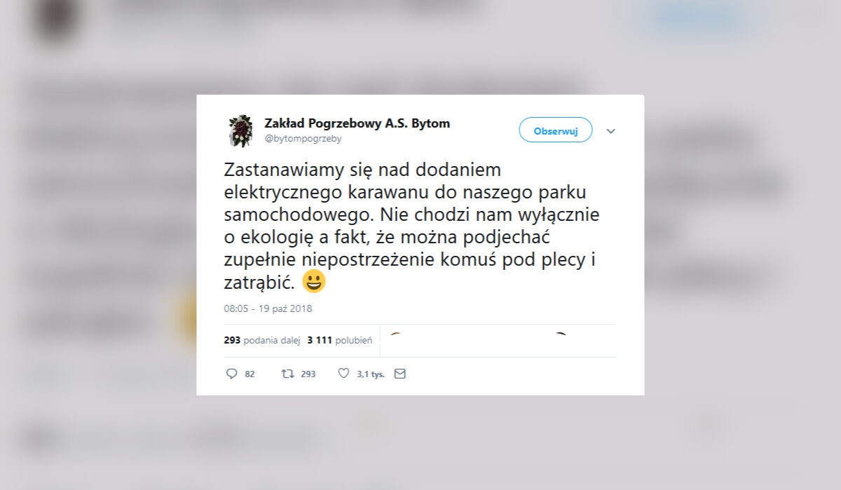 Wpisy zakładu pogrzebowego w mediach społecznościowych 