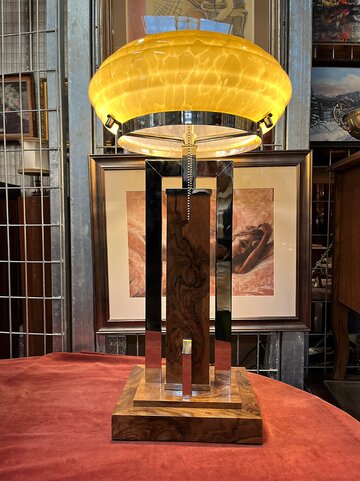 Lampa gabinetowa art d&eacute;co, podstawa z&nbsp;czeczoty