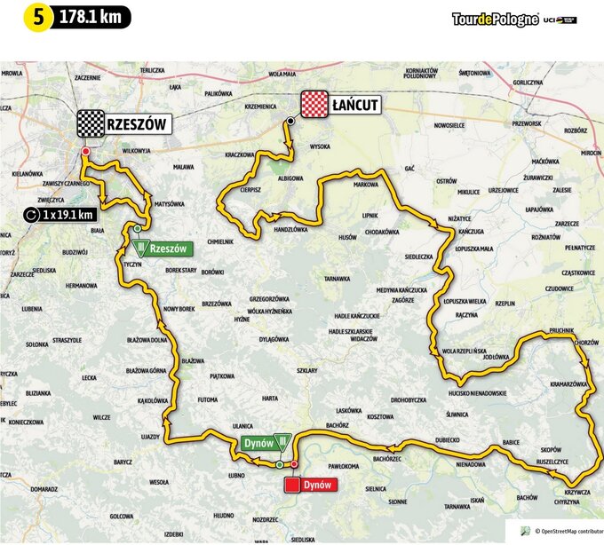 Mapa 5. etapu Tour de Pologne