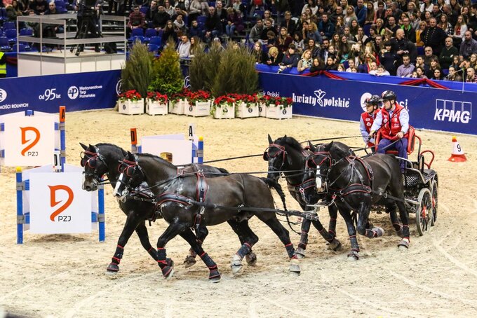 Bartłomiej Kwiatek, Mistrz Świata w&nbsp;Powożeniu Zaprzęgami Jednokonnymi, podczas Halowego Pucharu Polski w&nbsp;Powożeniu Zaprzęgami Czterokonnymi