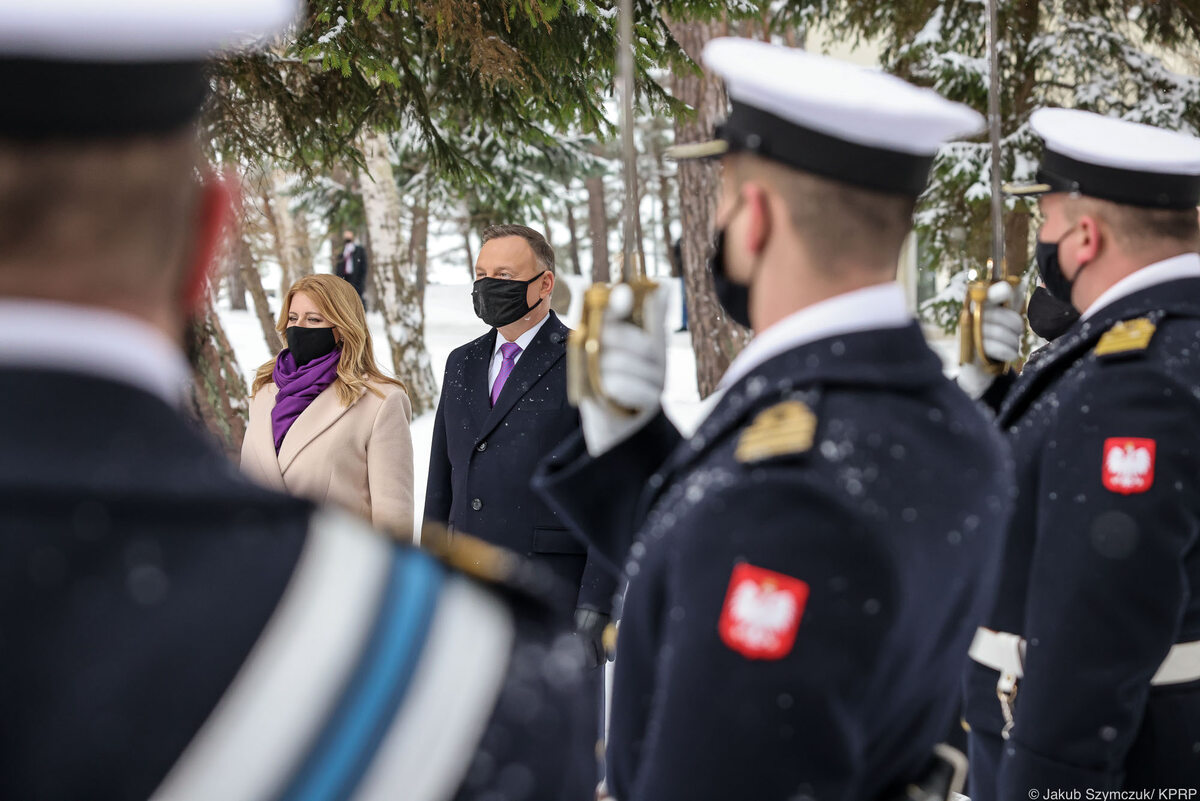 Ceremonia oficjalnego powitania prezydentów państw Grupy Wyszehradzkiej przez prezydenta Andrzeja Dudę 