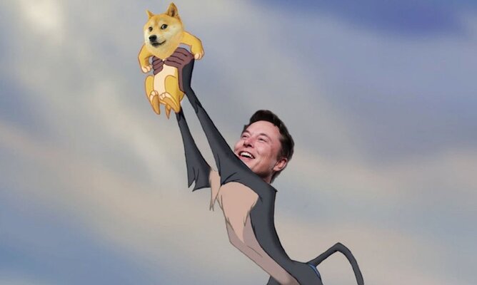 Miniatura: Memy z Elonem Muskiem i Dogecoin
