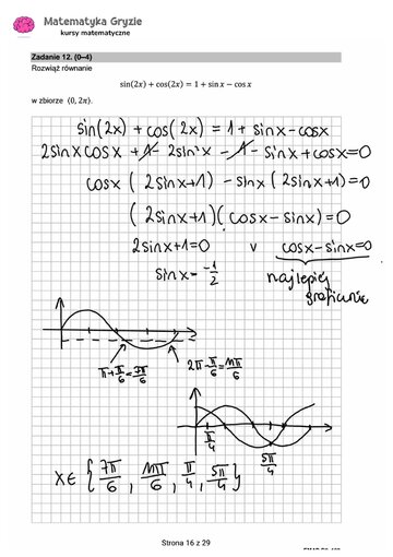 Zadanie 12 &ndash; Matura 2024. Matematyka &mdash; poziom rozszerzony, Formuła 2015 &mdash; arkusze z&nbsp;odpowiedziami