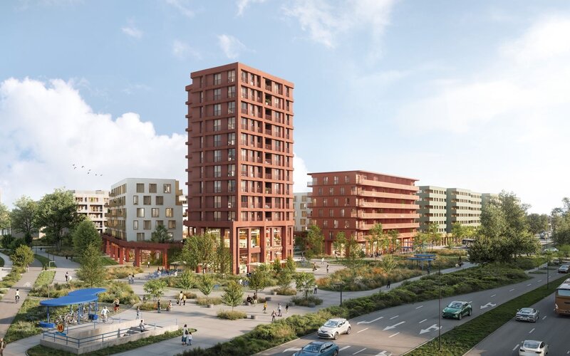 Teren po&nbsp;dawnym hipermarkecie przy al. KEN na&nbsp;Kabatach zostanie przekształcony w&nbsp;wielofunkcyjny miejski kwartał z&nbsp;410 mieszkaniami, usługami w&nbsp;parterach oraz&nbsp;parkingiem Park & Ride zaprojektowanym przez pracownię WWAA