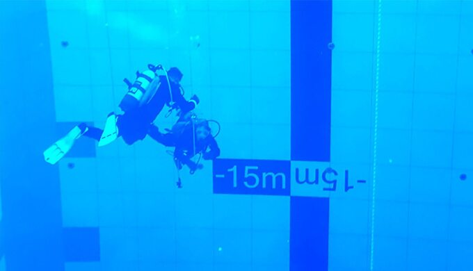 Test urządzenia Touchwave na głębokości 15 metrów