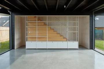 Dom z niebieskim kontenerem, projekt Mjölk architekti Linka, Mjölk architekti