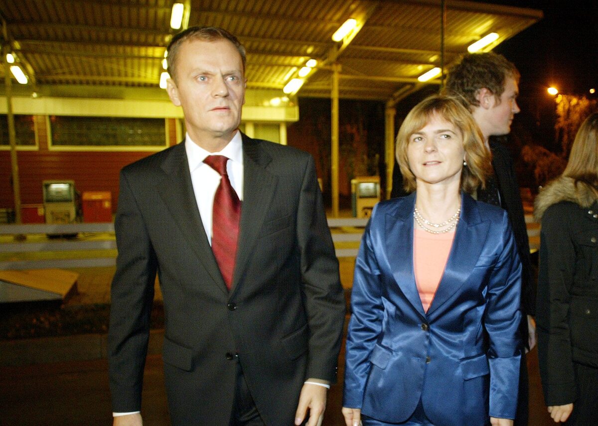 Donald  i Małgorzata Tusk przed debatą prezydencką w 2005 roku 