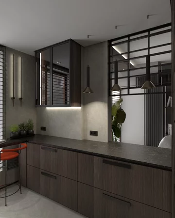 Kuchnia w ciemnej zabudowie, projekt Agata Izdebska 