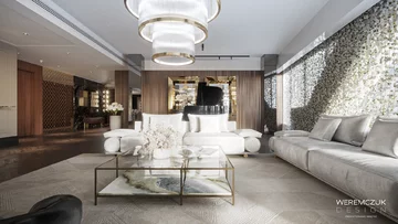 Złota by Katarzyna Weremczuk Inspirujące wnętrze projektu Weremczuk Design – ZŁOTA 44 prezentuje wizualizację apartamentu