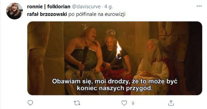 Mem komentujący wystawienie Rafała Brzozowskiego w konkursie Eurowizji 