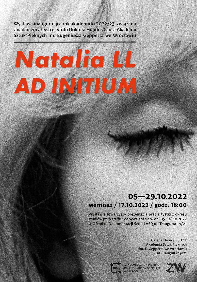 Plakat z wystawy Ad initium, Neon Galeria ASP