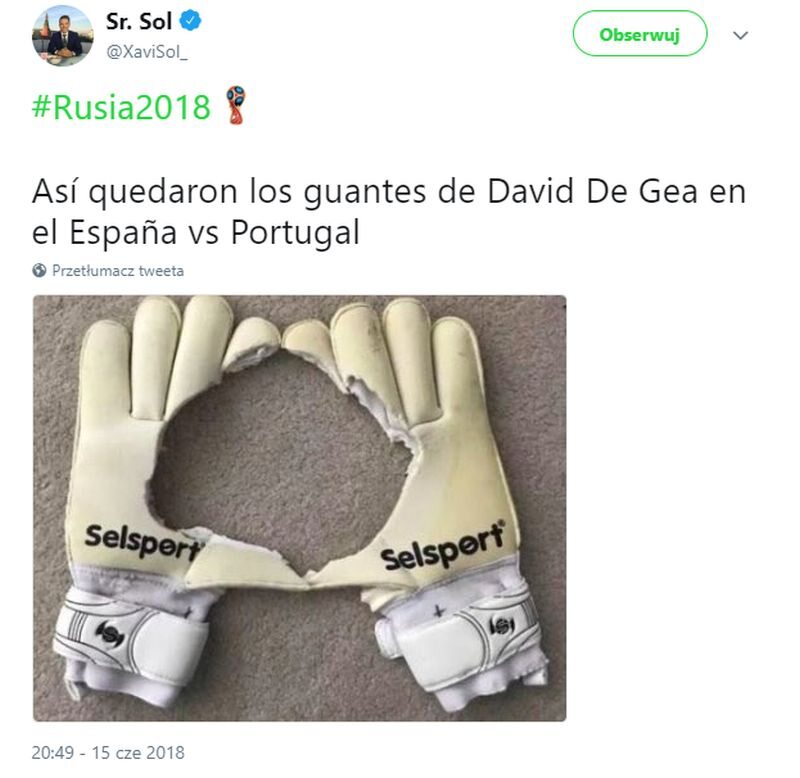 Tak wyglądały rękawice De Gei po meczu? 