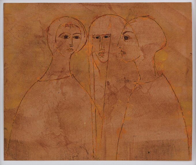 Tadeusz Kulisiewicz, Rozmowa, 1959, tusz, akwarela, papier, 21,1 × 27,8 cm, kolekcja Jacka Łozowskiego