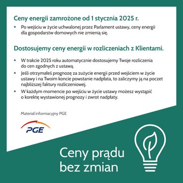 Ceny prądu bez zmian &ndash; plakat
