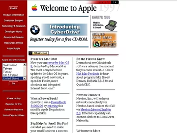 Zrzut ekranu ze strony Apple.com z lipca 1997 roku (archive.org)