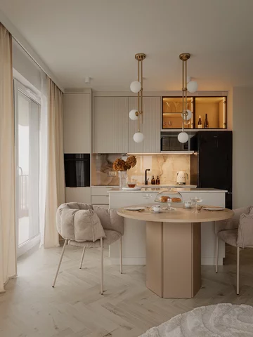 Soft minimalizm w 59-metrowym mieszkaniu w Gdyni – kaszmirowa paleta, angielska jodełka i konsekwentnie zaprojektowane detale autorstwa Agaty Piltz 