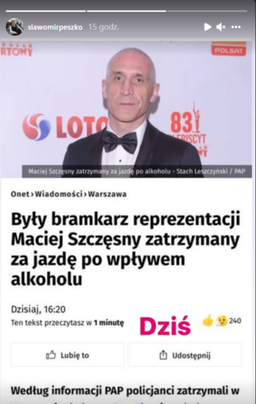Screen z&nbsp;profilu Sławomira Peszko