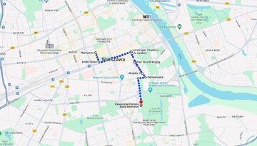 Mapa z&nbsp;trasy strajku rolnik&oacute;w 27 luty 2023