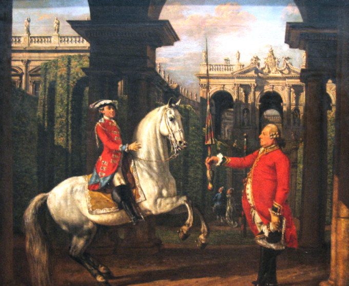Pułkownik Koenigsfels uczy jazdy konnej ks. Józefa Poniatowskiego w Wiedniu