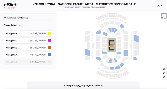 Bilety na finały VNL