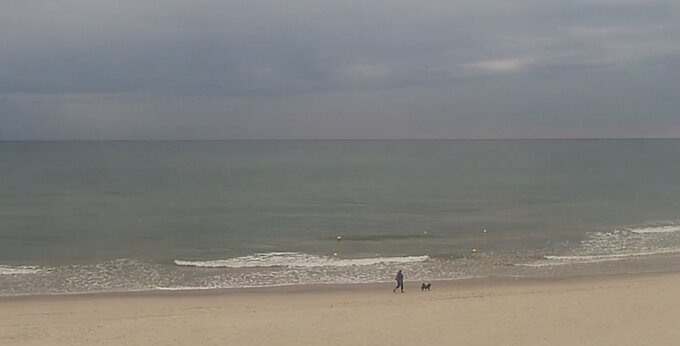 A beach girl with a dog in Karwia