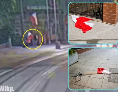Miniatura: Zerwał flagę Polski i rzucił na chodnik....