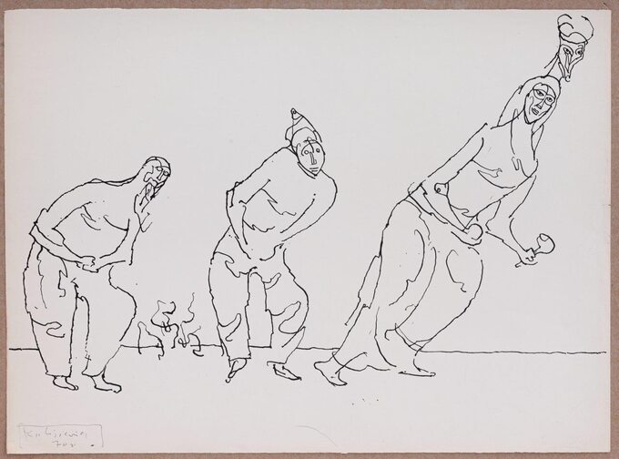 Tadeusz Kulisiewicz, Taniec z jeleniem, z cyklu Meksyk, 1970, tusz, papier, 28,9 × 39,4 cm, kolekcja Jacka Kudelskiego