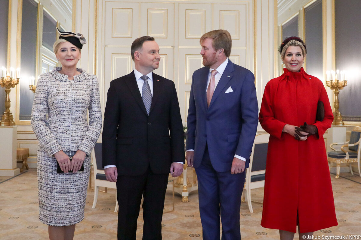 Król Niderlandów Willem-Alexander i prezydent Andrzej Duda z żonami 