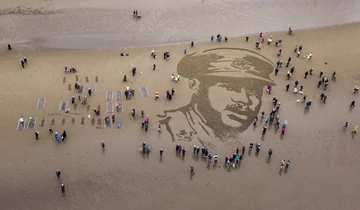 Portret czarnoskórego dowódcy Waltera Tulla  na Ayr Beach 