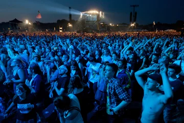 Uczestnicy Przystanku Woodstock podczas całonocnych koncertów, fot. PAP/Lech Muszyński