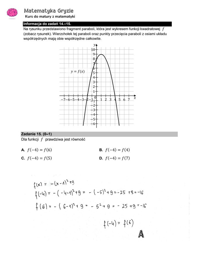 Zadanie 15 – Matura 2024. Matematyka — poziom podstawowy, Formuła 2015 — arkusze z odpowiedziami