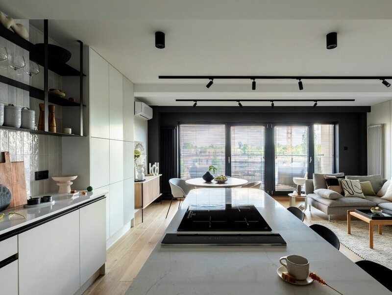 Kuchnia połączona z pokojem dziennym, projekt Hanna Pietras Architects