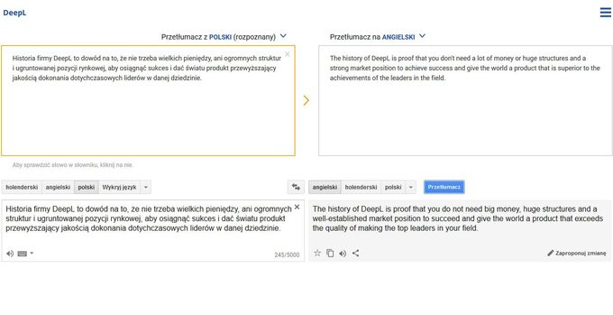 Porównanie wyników z DeepL i Google Translate