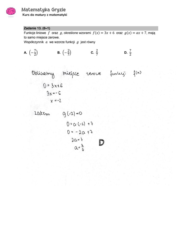 Zadanie 13 – Matura 2024. Matematyka — poziom podstawowy, Formuła 2015 — arkusze z odpowiedziami