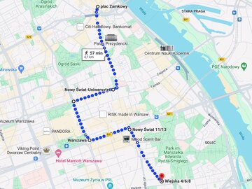 Mapa trasy protestu rolnik&oacute;w w&nbsp;Warszawie 10 maja 2024 roku