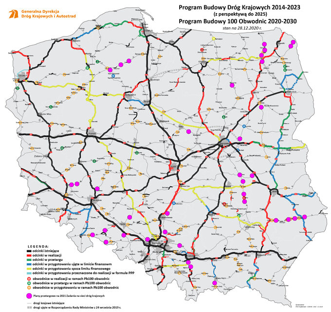 Plany rozbudowy polskiej sieci dróg