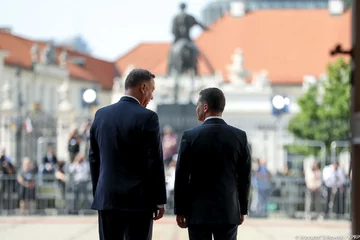 Powitanie Wołodymyra Zełenskiego przez prezydenta Andrzeja Dudę 