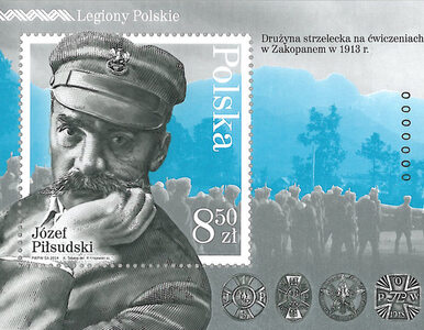 Miniatura: ,,Legiony Polskie" na znaczku pocztowym