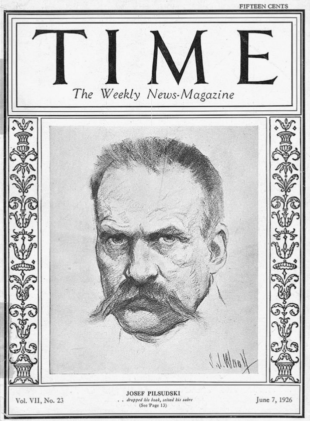 Józef Piłsudski na okładce magazynu  po przewrocie majowym w 1926 rok. 