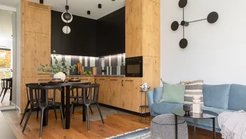 Męskie wnętrze z niebieskim, proj. Zu Projektuje 