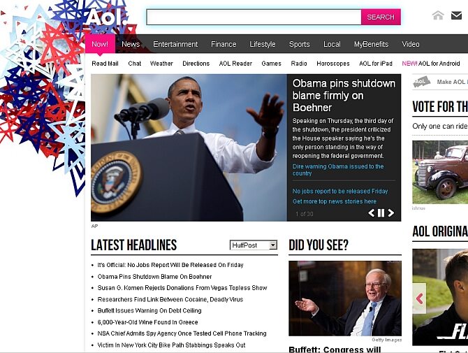Zrzut ekranu ze strony AOL.com