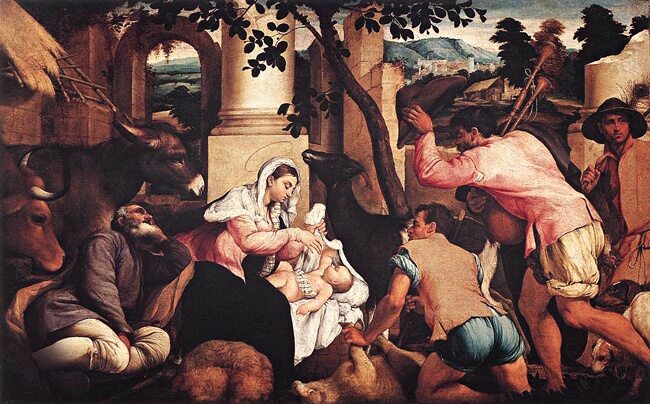 Jacopo BASSANO, &#8222;Pokłon pasterzy&#8221;, 1544-45, olej na płótnie