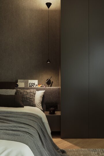 Apartament na warszawskim Mokotowie zaprojektowany przez VIA NOVA – przykład soft architecture, w której technologia KNX, stonowana paleta taupe i konsekwencja materiałowa budują ponadczasowy klimat 